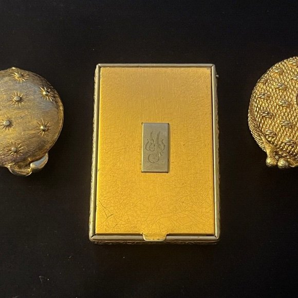 Vintage SET of 3 Compact Gold Tone Cases - Houbigant Ultima - Picture 3 of 12